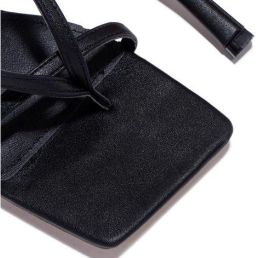 !!NEW!! Square Toe Ankle Wrap Thong Heels – Black - Picture 7 of 12